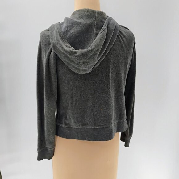 BEBE Gray Swarovski Crystal Logo Hoodie Jacket Small EUC - Picture 3 of 6